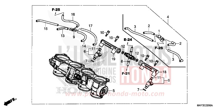 CORPS DE PAPILLON de CBR1000RR SP SP1 SP2 GRAND PRIX RED (R380X) 2018